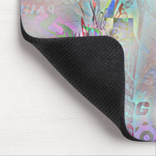 Smoky grainy texture with a mess of curved words   mouse pad