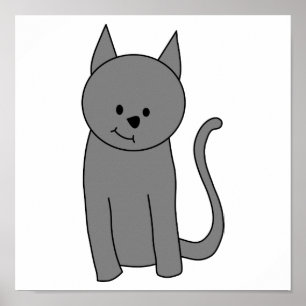 Smoky grey cat cartoon. poster