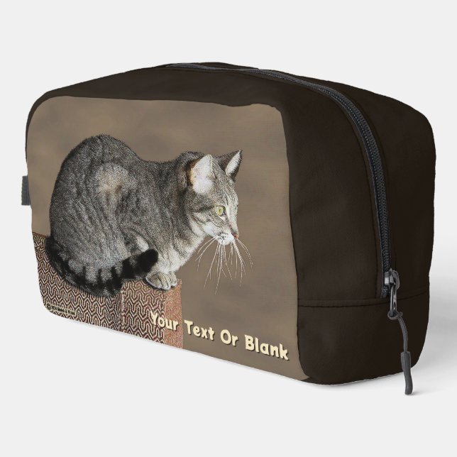 Smoky Grey Tabby Cat Dopp Kit (Right Corner)
