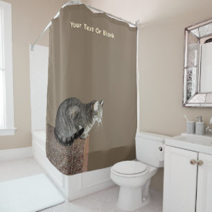 Smoky Grey Tabby Cat Shower Curtain