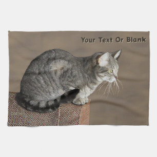Smoky Grey Tabby Cat Tea Towel