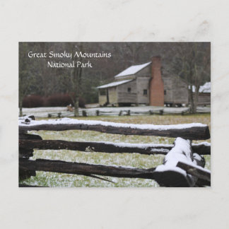 Smoky Mountain Cades Cove Snow Holiday Postcard