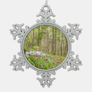 Smoky Mountain Trail in Spring Snowflake Pewter Christmas Ornament