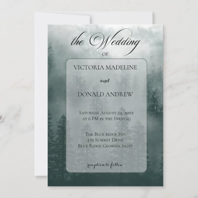 Smoky Mountain Wedding Invitation (Front)