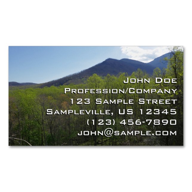 Smoky Mountains in Spring Landscape Magnetic Business Card (Front)