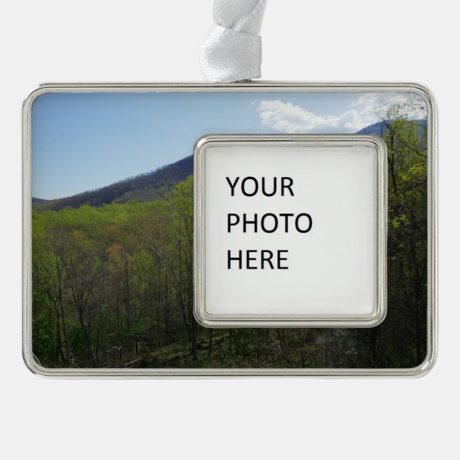 Smoky Mountains in Spring Landscape Silver Plated Framed Ornament (Front)