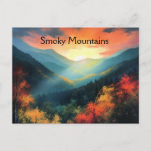 Smoky Mountains Sunset Scenic Art Postcard