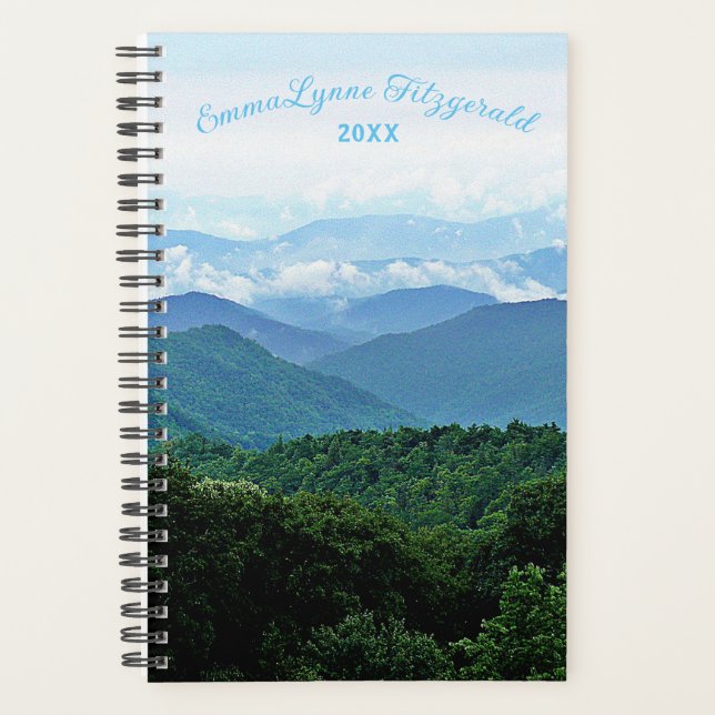 Smoky Mountains Thoreau Quote Blue Green Custom Planner (Front)