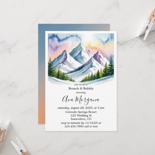 Smoky Mountains Winter Brunch & Bubbly Invitation (Front/Back In Situ)