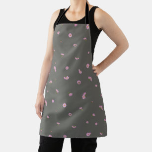 Smoky Olive Light Pink Cosmos Floral Pattern Apron