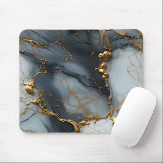 Smoky Onyx Marble with Golden Veins Mouse Pad