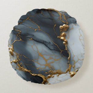 Smoky Onyx Marble with Golden Veins Round Cushion