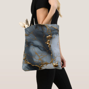 Smoky Onyx Marble with Golden Veins Tote Bag