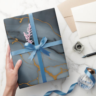 Smoky Onyx Marble with Golden Veins Wrapping Paper