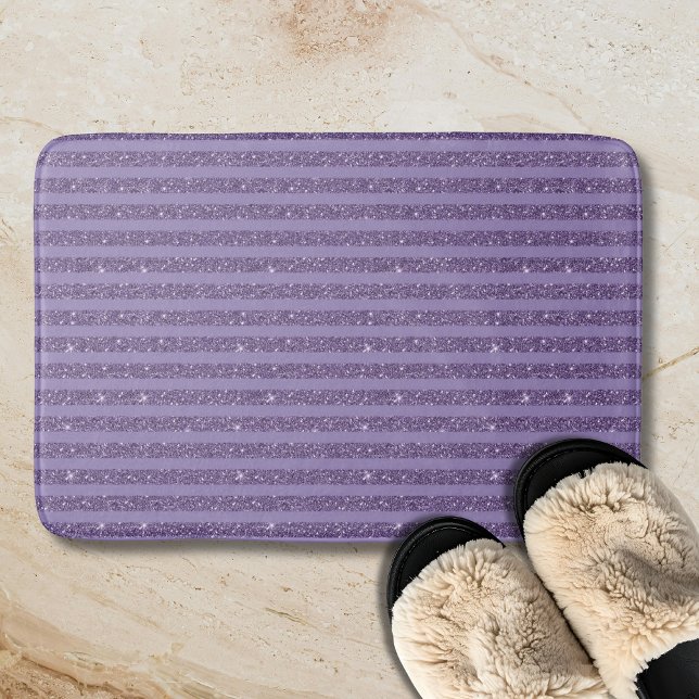 Smoky Plum Glitter Style Horizontal Stripes Bath Mat (Creator Uploaded)