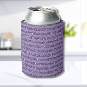 Smoky Plum Glitter Style Horizontal Stripes Can Cooler