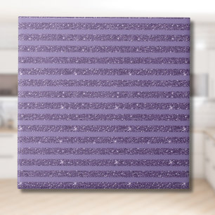 Smoky Plum Glitter Style Horizontal Stripes Ceramic Tile