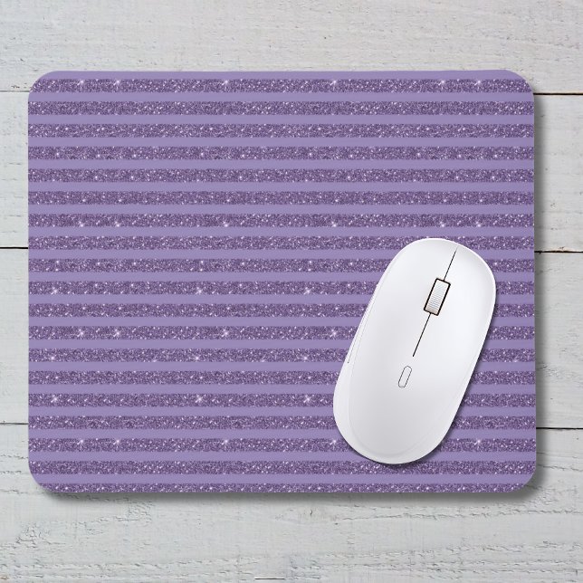 Smoky Plum Glitter Style Horizontal Stripes Mouse Pad (Creator Uploaded)