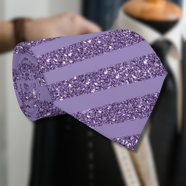 Smoky Plum Glitter Style Horizontal Stripes Tie (Creator Uploaded)