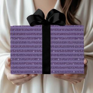 Smoky Plum Glitter Style Horizontal Stripes Wrapping Paper