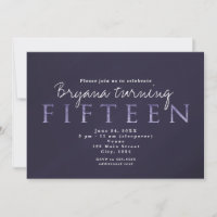 Smoky Plum Grey 15th 15 Birthday Party Invitations