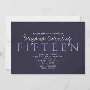 Smoky Plum Grey 15th 15 Birthday Party Invitations