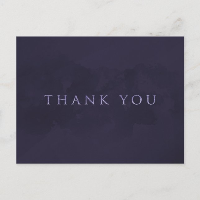 Smoky Plum Grey Chic Glam Modern THANK YOU Postcard (Front)