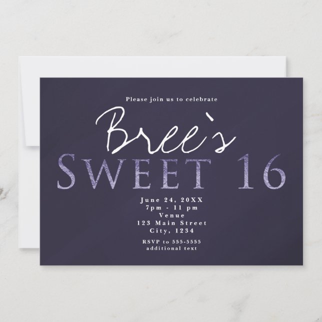 Smoky Plum Grey SWEET 16 Birthday Party Invitation (Front)