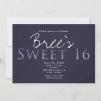 Smoky Plum Grey SWEET 16 Birthday Party Invitation