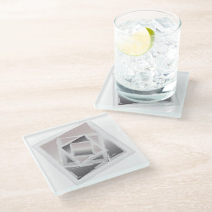Smoky quartz grey glass coaster