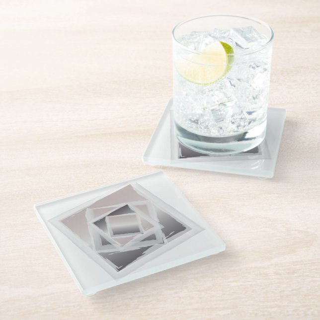 Smoky quartz grey glass coaster (Angled)