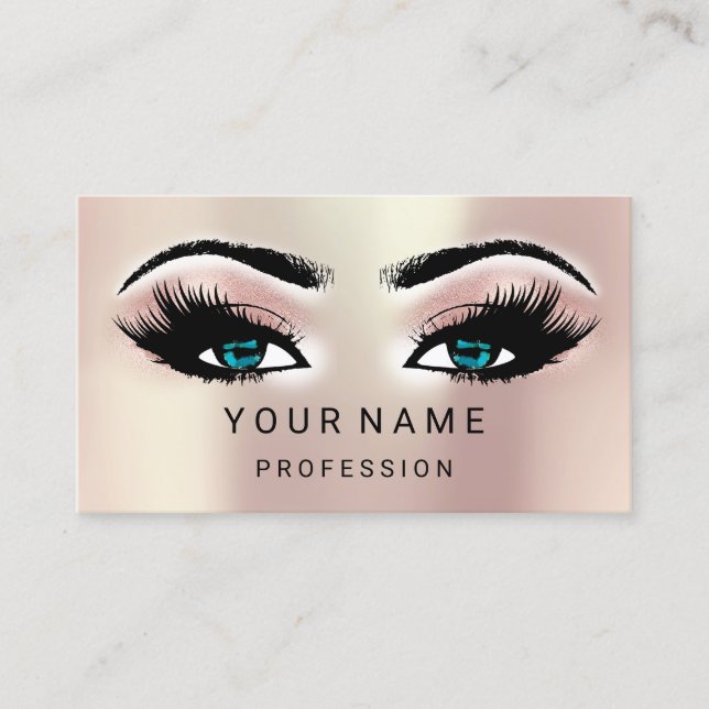 Smoky Rose Makeup Minimal Blue Natural Business Card (Front)