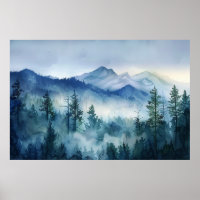 Smoky Sleeping Ute Mountain watercolor paintings