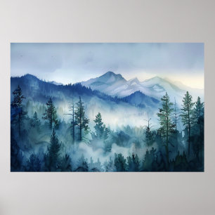 Smoky Sleeping Ute Mountain watercolor paintings Poster