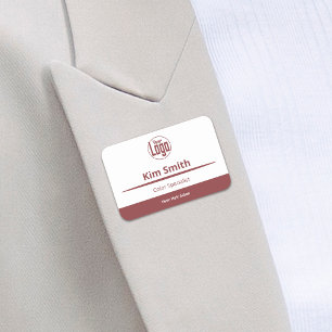 Smoky Topaz & White Logo Stylist Expertise Salon Name Tag