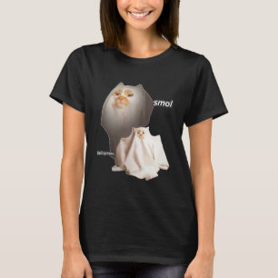 Smol But Spooky Ghost Cat Meme Halloween Men Women T-Shirt