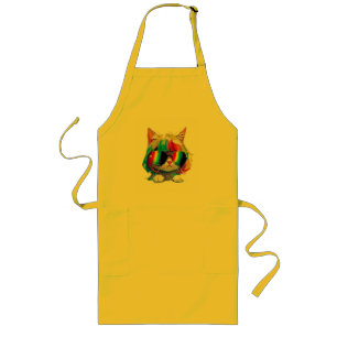 Smol Cute Funny Cat (Painting No. 5) Long Apron