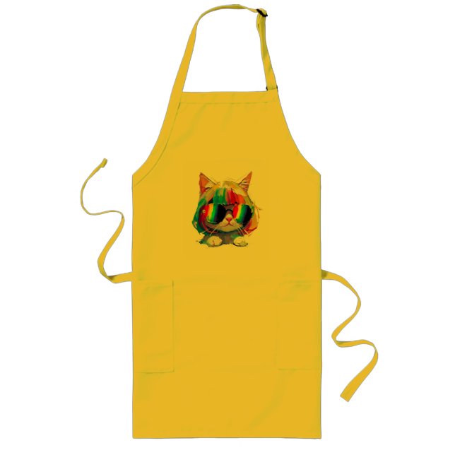 Smol Cute Funny Cat (Painting No. 5) Long Apron (Front)