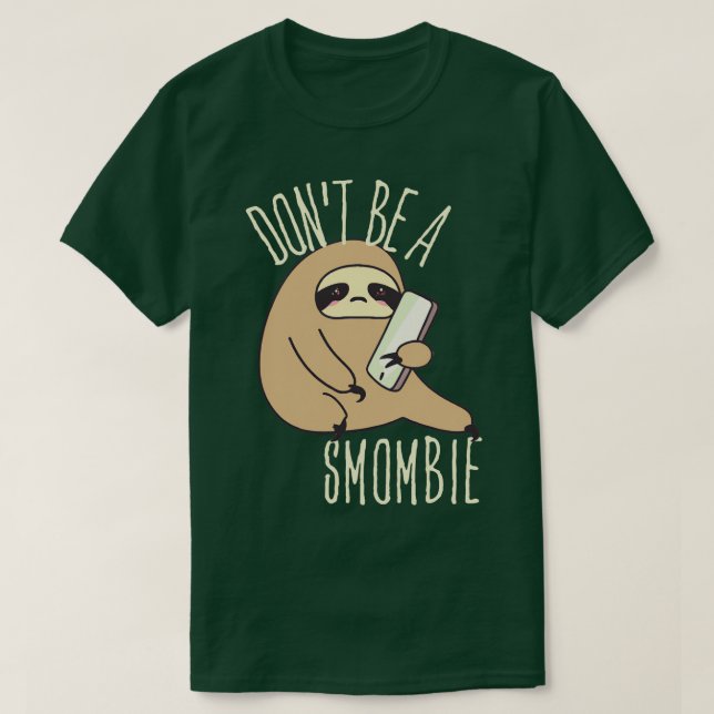 Smombie Sloth Bored Sloth With Mobile Phone 2 T-Shirt (Design Front)