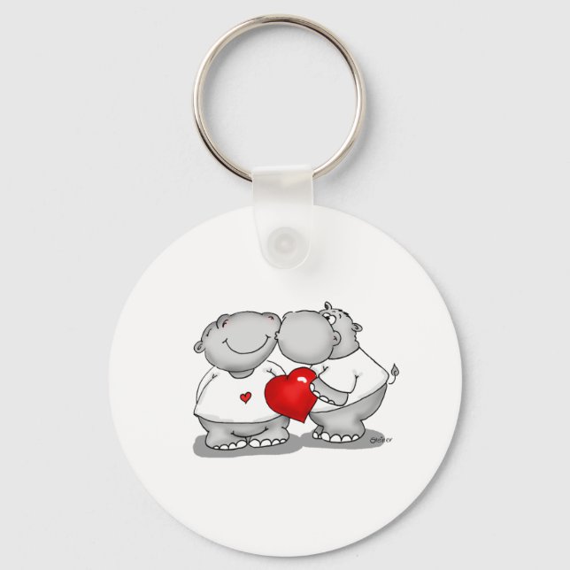 Smooch - Hippo Kiss Valentine's Day Key Ring (Front)