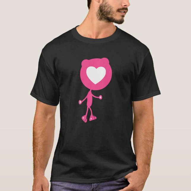 Smoofus Bear With Heart Head And Heart Shoes T-Shirt (Front)
