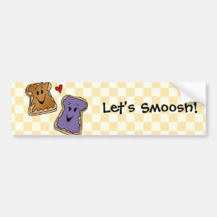 Smoosh, Peanut Butter Jelly Cartoon Bumper Sticker