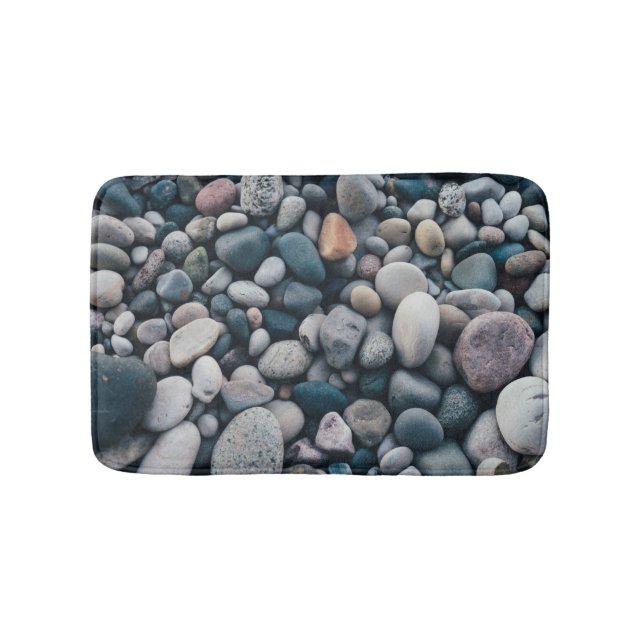 Smooth beach pebble bath mat (Front)
