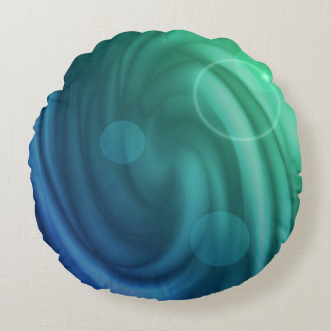Smooth Blue And Green Colour Mix  Vortex Round Cushion (Front)