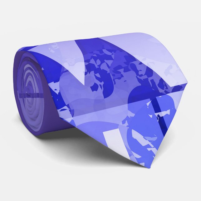 Smooth Blue Purple Geometric Gradient Border  Tie (Rolled)
