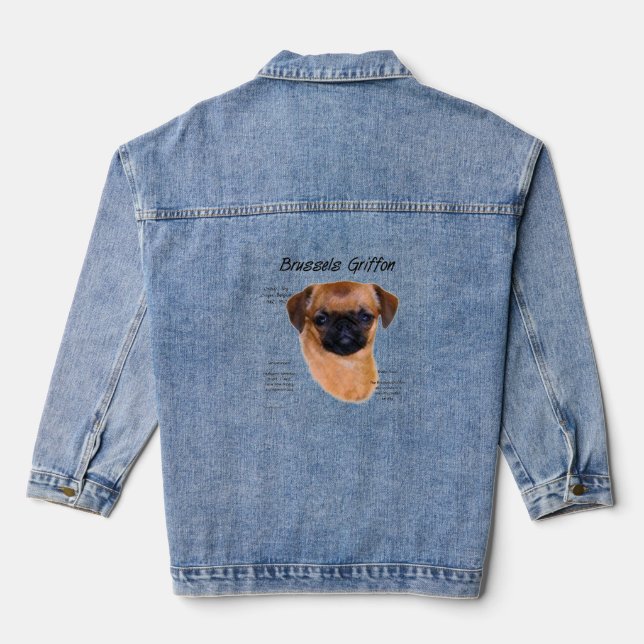 Smooth Brussels Griffon History Denim Jacket (Back)