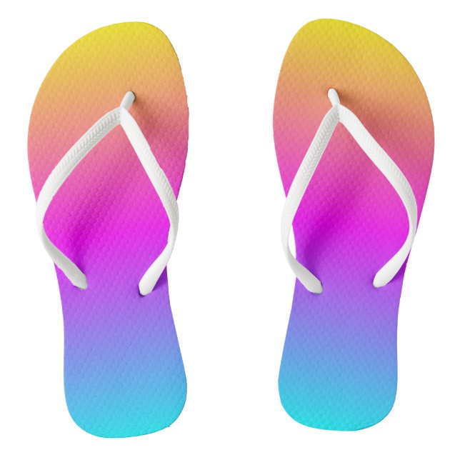 Smooth Cheerful Gradient Colours Yellow Pink Blue Thongs (Footbed)