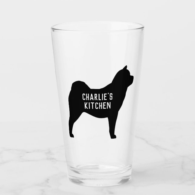 Smooth Chow Silhouette Personalised Dog Breed Glass (Front)