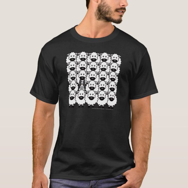 Smooth-Coated Border Collie in the Sheep T-Shirt (Front)