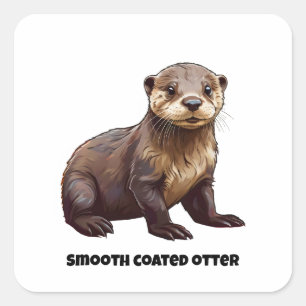 smooth coated otter pup square sticker